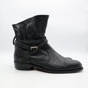 Frye Dordo Buckle-Wrap Women's Size 12 B Black Leather Ankle Boots Made in Spain